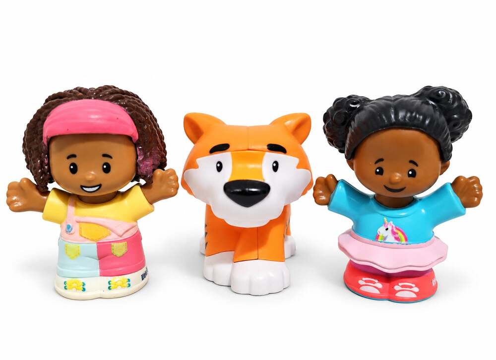 Fisher Price Little People Tessa Girl with Overalls Tiger Set of 3